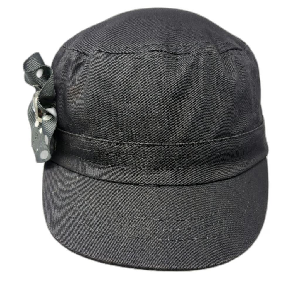 ABG Accessories Army Cap Gray One Size Polka Dot Flower Rhinestone Elastic Hat
